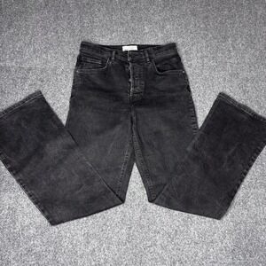 We the Free (Free People) Black Denim High Waisted Flare Button Fly Jeans Sz‎ 29